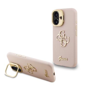 iPhone 16 Guess Grained 4G Logo Stand Camera Frame Case - Pink