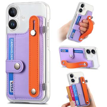 iPhone 16 Plastic Case CY1 – Card Slot, Wristband, Kickstand - Purple