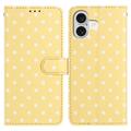 iPhone 16 Polka Dot Pattern Wallet Case - Yellow