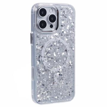 iPhone 16 Pro MagSafe-Compatible Glitter Sequin Epoxy Case - White