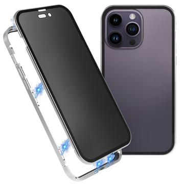iPhone 16 Pro Magnetna Maska sa Kaljenim Staklom - Privatnost - Srebna