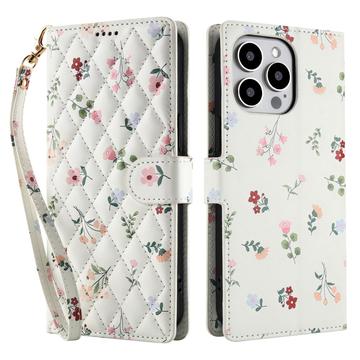 iPhone 16 Pro Rhombic Floral Wallet Case - Roses