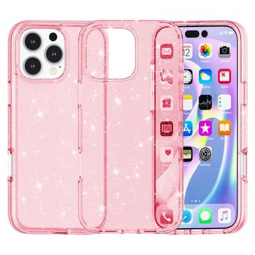 iPhone 16 Pro Stylish Glitter Series Hibridna Maska - Roze