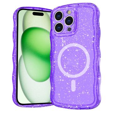 iPhone 16 Pro Wave-Edge Laser Glitter MagSafe Case - Translucent Purple