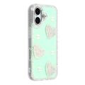 iPhone 16 Sparkling Love and Pearl Hybrid Case - Green