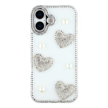 iPhone 16 Sparkling Love and Pearl Hybrid Case