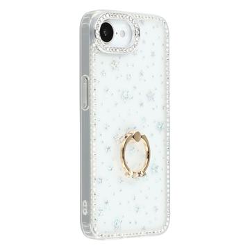 iPhone 16e CrystalGlow Hybrid Case with Ring Holder - Stars / Transparent