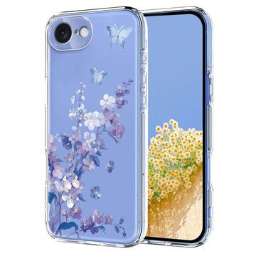 iPhone 16e Floral Pattern TPU Case - Purple