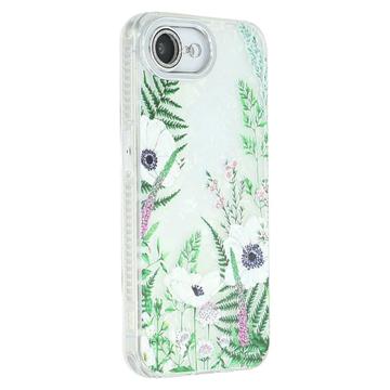 iPhone 16e Spring Electroplated IMD Hybrid Case with Camera Protector - Green Flowers