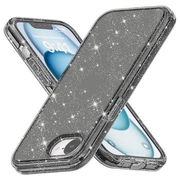iPhone 16e Stylish Glitter Series Hibridna Maska - Crna
