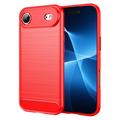 iPhone Air Brushed TPU Case - Carbon Fiber - Red