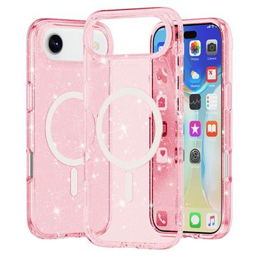 iPhone Air Stylish Glitter Series Hibridna Maska - MagSafe Kompatibilnost - Roze