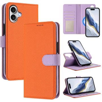 iPhone 17 Detachable Wallet Case with MagSafe, RFID Protection & Hand Strap - Orange / Purple