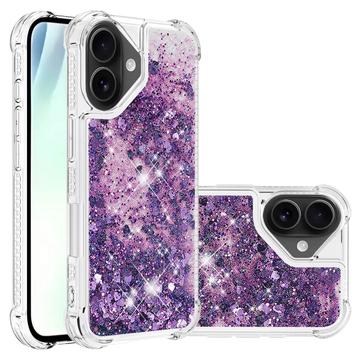 iPhone 17 Glitter Quicksand TPU Case - Purple Hearts