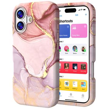 iPhone 17 Luxury Marble Hybrid Case - Pink / Gold