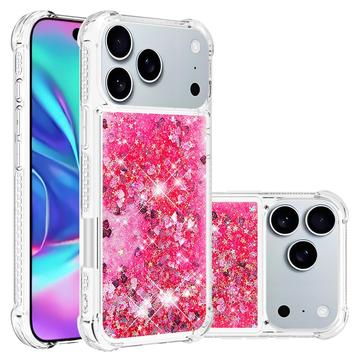 iPhone 17 Pro Glitter Quicksand TPU Case - Pink Hearts