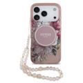iPhone 17 Pro Guess IML Flowers Case with Pearl Strap