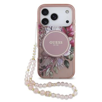 iPhone 17 Pro Guess IML Flowers Case with Pearl Strap