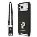iPhone 17 Pro Karl Lagerfeld Saffiano Crossbody Metal Karl & Choupette Maska - Crna
