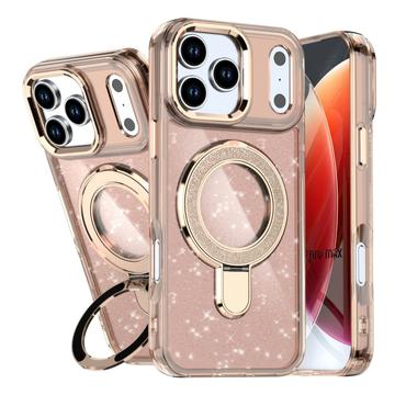 iPhone 17 Pro Max Glitter Hybrid Case with Kickstand - MagSafe Compatible - Desert Gold