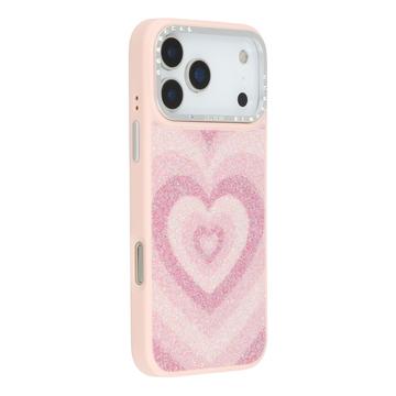 iPhone 17 Pro Max Jaucase Heart Pattern Magnetic Hybrid Case - Pink