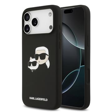 iPhone 17 Pro Max Karl Lagerfeld Double Heads Liquid Silicone MagSafe Case - Black
