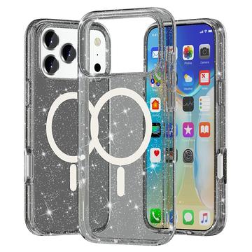 iPhone 17 Pro Max Stylish Glitter Series Hibridna Maska - MagSafe Kompatibilnost - Crna