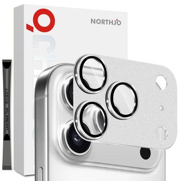 iPhone 17 Pro Northjo Full Protection Matte Metal and Tempered Glass Camera Lens Protector - Silver