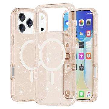 iPhone 17 Pro Stylish Glitter Series Hibridna Maska - MagSafe Kompatibilnost - Zlatna