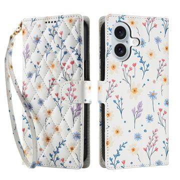 iPhone 17 Rhombic Floral Wallet Case