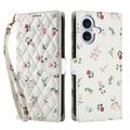 iPhone 17 Rhombic Floral Wallet Case - Roses