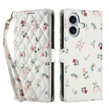 iPhone 17 Rhombic Floral Wallet Case - Roses