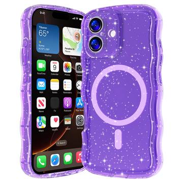 iPhone 17 Wave-Edge Laser Glitter MagSafe Case - Translucent Purple