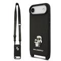 iPhone Air Karl Lagerfeld Saffiano Crossbody Metal Karl & Choupette Maska - Crna
