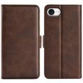 iPhone 16e Wallet Case with Magnetic Closure - Calf Texture - Brown
